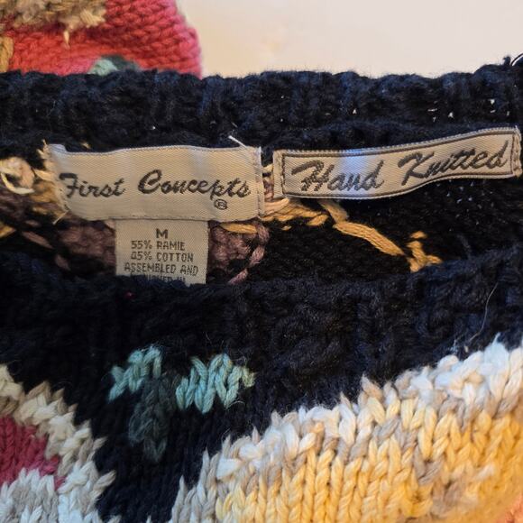 Vintage First Concepts Hand Knitted Sweater Women's M Cottagecore Grannycore - Picture 5 of 10
